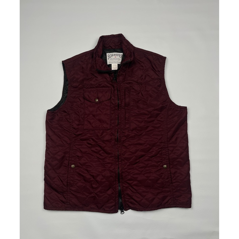 Schaefer Outfitter Quilted Ranchwear Vest Mens XL Burgundy Maroon Performance